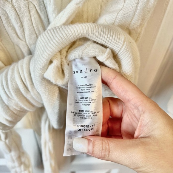 Sandro Emma tie waist cable knit sweater - Picture 6 of 8